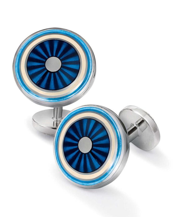 Charles Tyrwhitt Charles Tyrwhitt Blue Enamel Circle Cuff Links