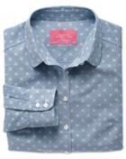 Charles Tyrwhitt Charles Tyrwhitt Women's Semi-fitted Cotton Chambray Light Blue Shirt Size 6