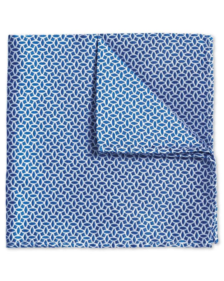 Charles Tyrwhitt Charles Tyrwhitt Royal And White Diamond Geometric Classic Silk Pocket Square
