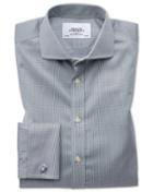 Charles Tyrwhitt Extra Slim Fit Spread Collar Non-iron Puppytooth Dark Grey Cotton Dress Casual Shirt Single Cuff Size 14.5/32 By Charles Tyrwhitt