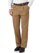  Tan Classic Fit Single Pleat Washed Cotton Chino Pants Size W32 L38 By Charles Tyrwhitt