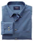 Charles Tyrwhitt Extra Slim Fit Non-iron Twill Blue Cotton Casual Shirt Single Cuff Size Small By Charles Tyrwhitt