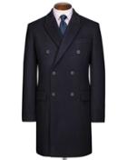 Charles Tyrwhitt Navy Wool And Cashmere Double Breasted Epsom Overwool/cashmere Coat Size 40 By Charles Tyrwhitt