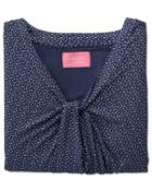 Charles Tyrwhitt Charles Tyrwhitt Women's Navy And White Spot Printed Knot Detail Jersey Top