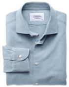 Charles Tyrwhitt Slim Fit Semi-spread Collar Business Casual Chambray Denim Blue Cotton Dress Shirt Single Cuff Size 15/33 By Charles Tyrwhitt