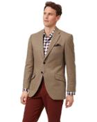  Slim Fit Tan Herringbone British Wool And Cashmere Cotton/cashmere Jacket Size 40 By Charles Tyrwhitt