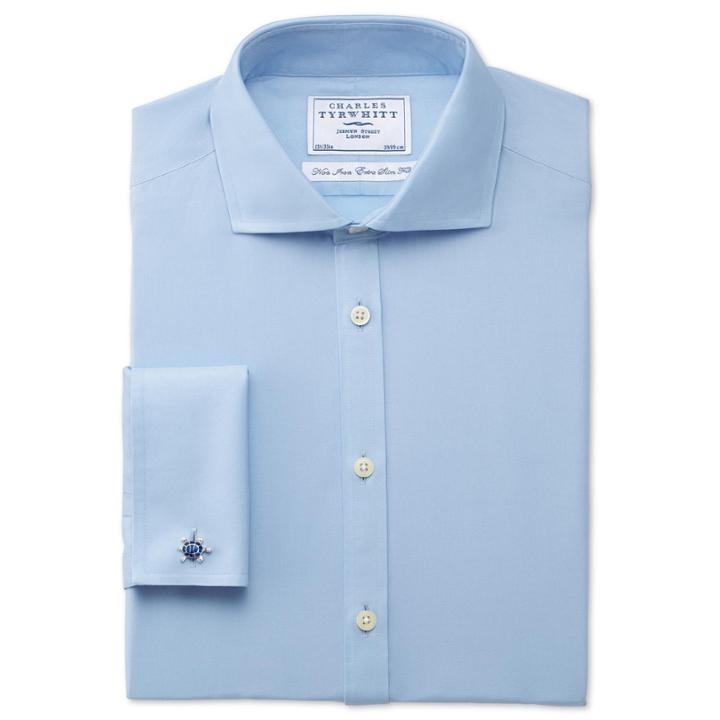 Charles Tyrwhitt Charles Tyrwhitt Sky Twill Non-iron Spread Extra Slim Fit Shirt (14.5 - 33)