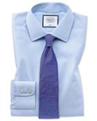  Slim Fit Non-iron Sky Blue Bengal Stripe Cotton Dress Shirt French Cuff Size 14.5/33 By Charles Tyrwhitt