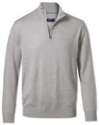  Silver Zip Neck Merino Wool Sweater Size Large By Charles Tyrwhitt