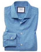 Charles Tyrwhitt Classic Fit Semi-cutaway Business Casual Non-iron Modern Textures Blue And White Spot Cotton Dress Shirt Single Cuff Size 15.5/32 By Charles Tyrwhitt