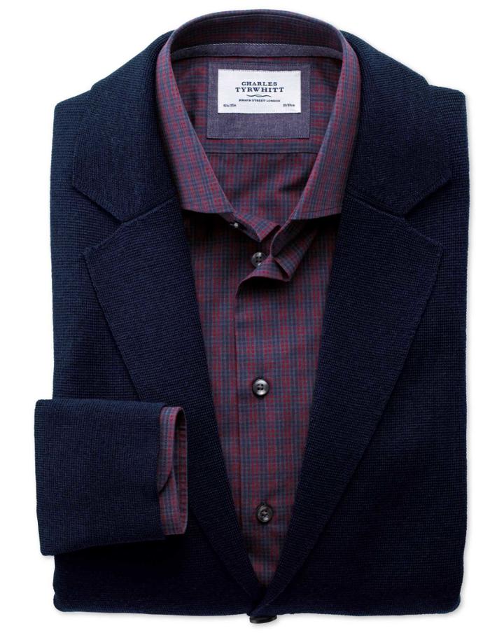 Charles Tyrwhitt Charles Tyrwhitt Navy Merino Wool Blazer Size Large