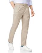  Stone Single Pleat Non-iron Cotton Chino Pants Size W32 L30 By Charles Tyrwhitt