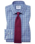 Charles Tyrwhitt Slim Fit Prince Of Wales Check Blue And Green Cotton Dress Shirt French Cuff Size 14.5/32 By Charles Tyrwhitt