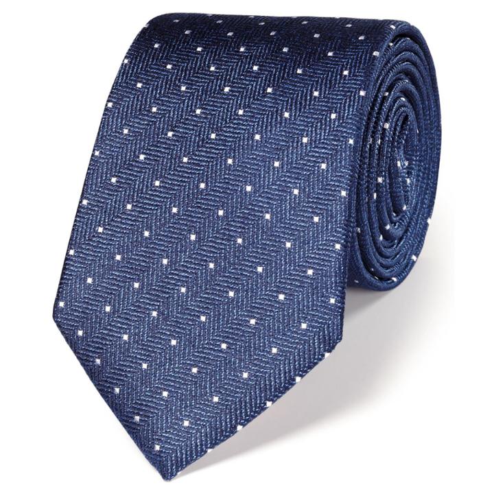 Charles Tyrwhitt Charles Tyrwhitt Classic Royal And White Melange Spot Tie