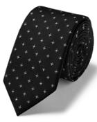  Black And Silver Lurex Geometric Slim Silk Tie By Charles Tyrwhitt