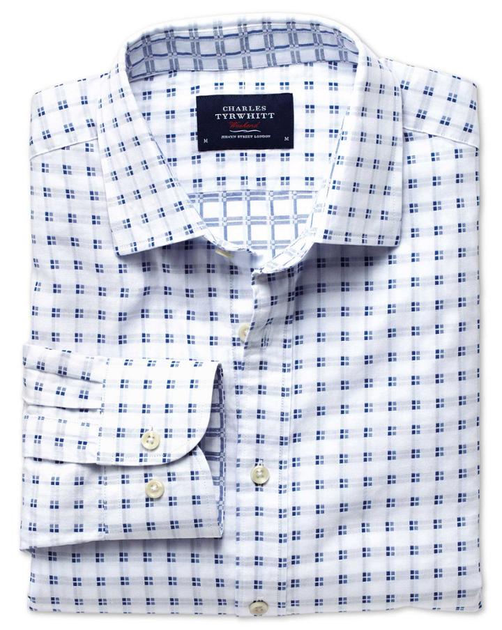 Charles Tyrwhitt Charles Tyrwhitt Extra Slim Fit White And Blue Double Faced Shirt