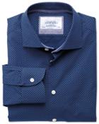 Charles Tyrwhitt Charles Tyrwhitt Slim Fit Semi-spread Collar Business Casual Printed Blue Cotton Dress Shirt Size 15/35