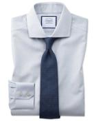  Extra Slim Fit Non-iron Spread Collar Grey Puppytooth Cotton Dress Shirt Single Cuff Size 14.5/32 By Charles Tyrwhitt