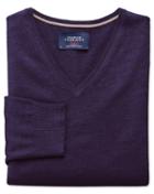 Charles Tyrwhitt Purple Merino Wool V-neck Sweater Size Small By Charles Tyrwhitt
