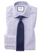  Classic Fit Purple Windowpane Check Cotton Dress Shirt Single Cuff Size 15.5/33 By Charles Tyrwhitt