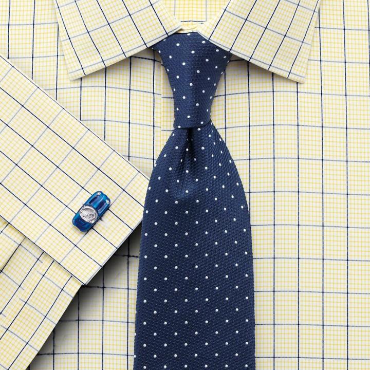 Charles Tyrwhitt Charles Tyrwhitt Classic Fit Non-iron Check Yellow Cotton Dress Shirt Size 15/35