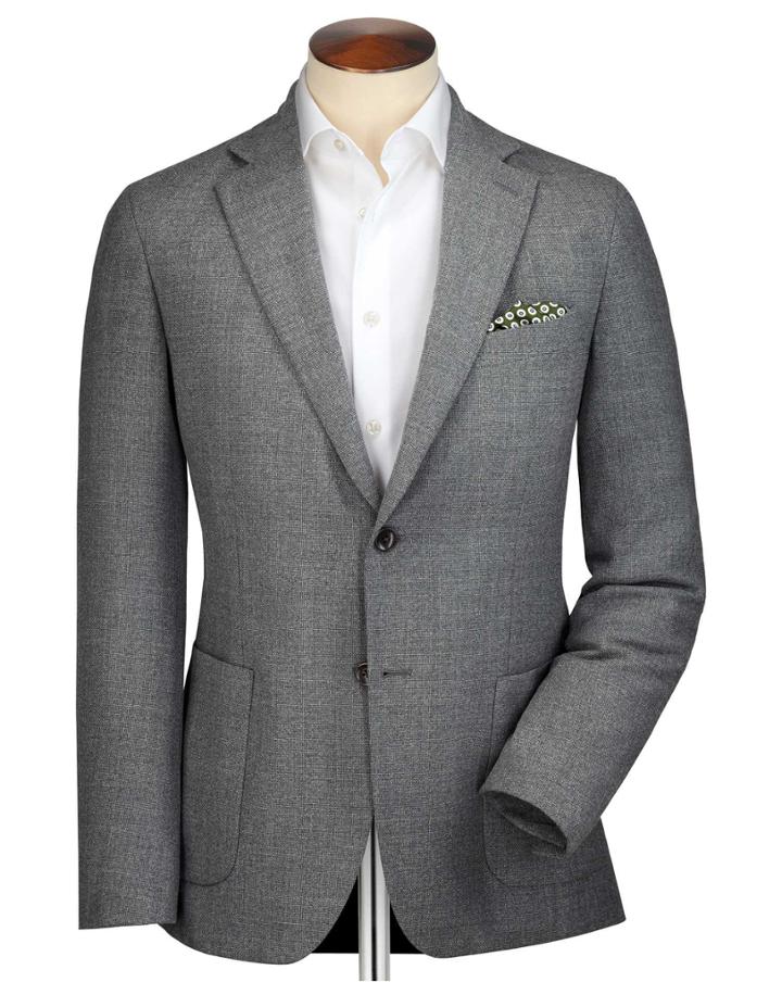 Slim Fit Grey Wool Italian Travel Wool Blazer Size 42 By Charles Tyrwhitt