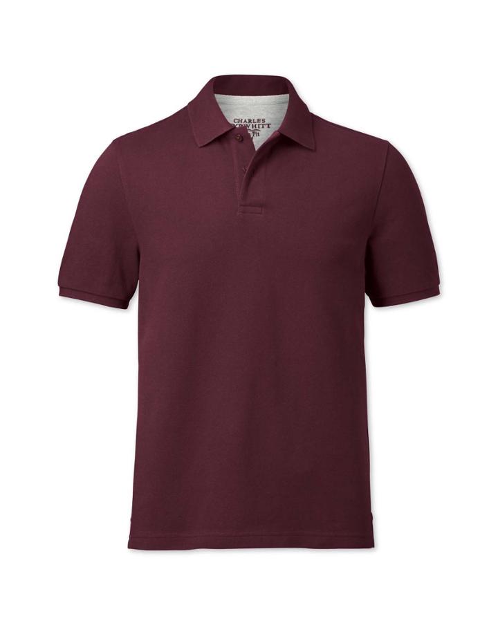 Charles Tyrwhitt Charles Tyrwhitt Slim Fit Burgundy Pique Polo