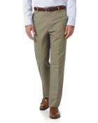  Olive Classic Fit Flat Front Non-iron Cotton Chino Pants Size W34 L30 By Charles Tyrwhitt