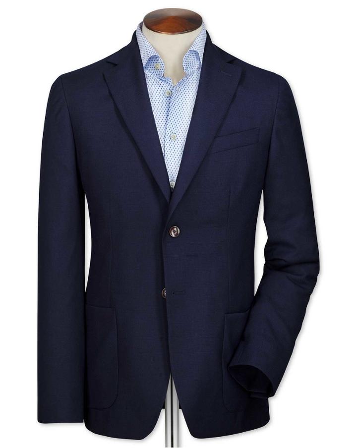 Charles Tyrwhitt Slim Fit Navy Italian Wool Travel Wool Blazer Size 36 By Charles Tyrwhitt