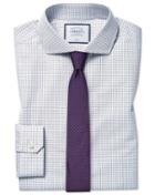  Super Slim Fit Non-iron 4-way Stretch Navy Cotton Dress Shirt Single Cuff Size 14.5/32 By Charles Tyrwhitt