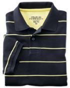 Charles Tyrwhitt Charles Tyrwhitt Slim Fit Navy Striped Pique Cotton Polo Size Small