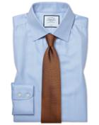  Classic Fit Non-iron Sky Blue Herringbone Cotton Dress Shirt Single Cuff Size 15/35 By Charles Tyrwhitt