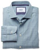 Charles Tyrwhitt Charles Tyrwhitt Slim Fit Semi-cutaway Collar Business Casual Melange Green Check Shirt