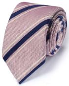  Light Red Silk Mix Italian Luxury Stripe Grenadine Cotton Tie By Charles Tyrwhitt
