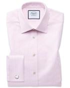  Slim Fit Egyptian Cotton Royal Oxford Pink And White Stripe Dress Shirt French Cuff Size 14.5/33 By Charles Tyrwhitt