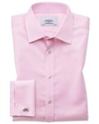 Charles Tyrwhitt Slim Fit Non-iron Puppytooth Light Pink Cotton Dress Shirt Single Cuff Size 14.5/33 By Charles Tyrwhitt