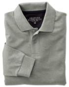 Charles Tyrwhitt Charles Tyrwhitt Classic Fit Grey Pique Long Sleeve Cotton Polo Size Xl