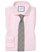  Slim Fit Cutaway Collar Non-iron Cotton Stretch Pink Dress Shirt Single Cuff Size 14.5/32 By Charles Tyrwhitt