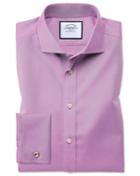 Charles Tyrwhitt Extra Slim Fit Spread Collar Non-iron Twill Violet Cotton Dress Shirt Single Cuff Size 14.5/32 By Charles Tyrwhitt