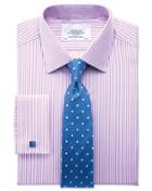 Charles Tyrwhitt Classic Fit Bengal Stripe Lilac Cotton Dress Shirt French Cuff Size 15.5/34 By Charles Tyrwhitt