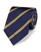 Charles Tyrwhitt Navy And Gold Silk Classic Double Stripe Tie By Charles Tyrwhitt