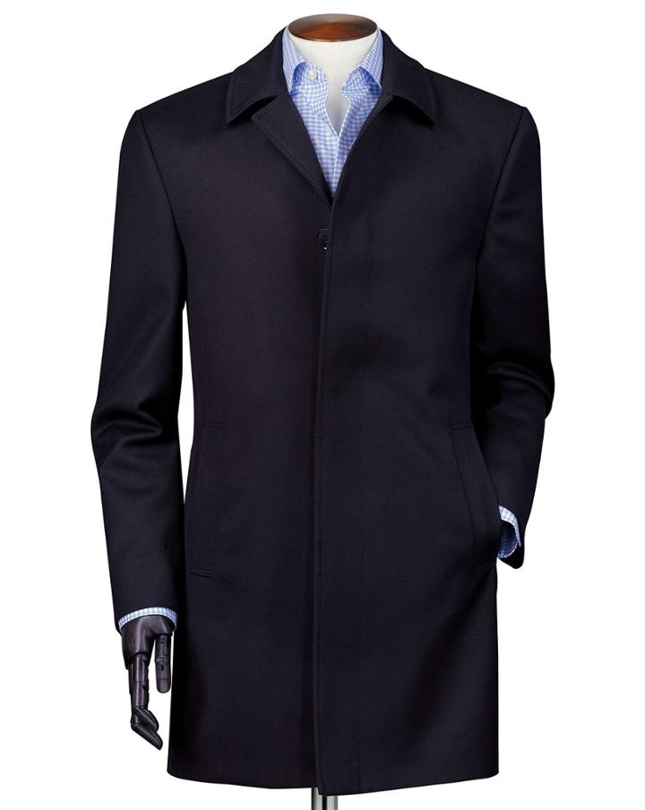  Navy Twill Weatherproof Wool Car Wool Coat Size 36 By Charles Tyrwhitt
