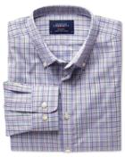 Charles Tyrwhitt Charles Tyrwhitt Extra Slim Fit Non-iron Poplin Green And Pink Check Cotton Dress Shirt Size Xs