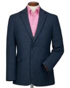 Charles Tyrwhitt Classic Fit Blue Herringbone Wool Wool Jacket Size 38 By Charles Tyrwhitt