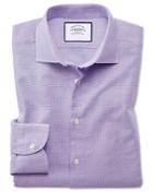  Extra Slim Fit Business Casual Leno Texture Lilac Cotton Dress Shirt Single Cuff Size 14.5/33 By Charles Tyrwhitt