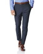  Navy Extra Slim Fit Stretch Non-iron Cotton Tailored Pants Size W30 L32 By Charles Tyrwhitt