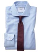  Super Slim Fit Non-iron Spread Collar Sky Blue Puppytooth Oxford Stretch Cotton Dress Shirt Single Cuff Size 14/33 By Charles Tyrwhitt