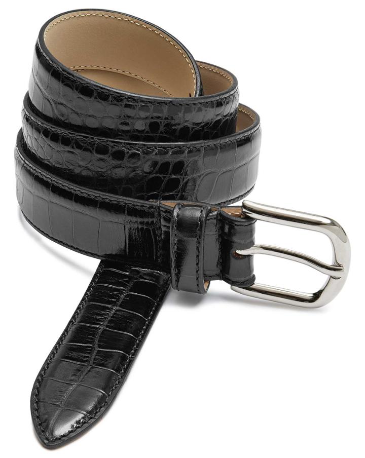  Black Leather Croc Embossed Smart Belt Size 36 By Charles Tyrwhitt