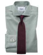 Charles Tyrwhitt Extra Slim Fit Spread Collar Non-iron Puppytooth Olive Cotton Dress Casual Shirt French Cuff Size 14.5/32 By Charles Tyrwhitt