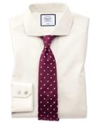  Extra Slim Fit Cream Non-iron Poplin Spread Collar Cotton Dress Shirt Single Cuff Size 15.5/34 By Charles Tyrwhitt